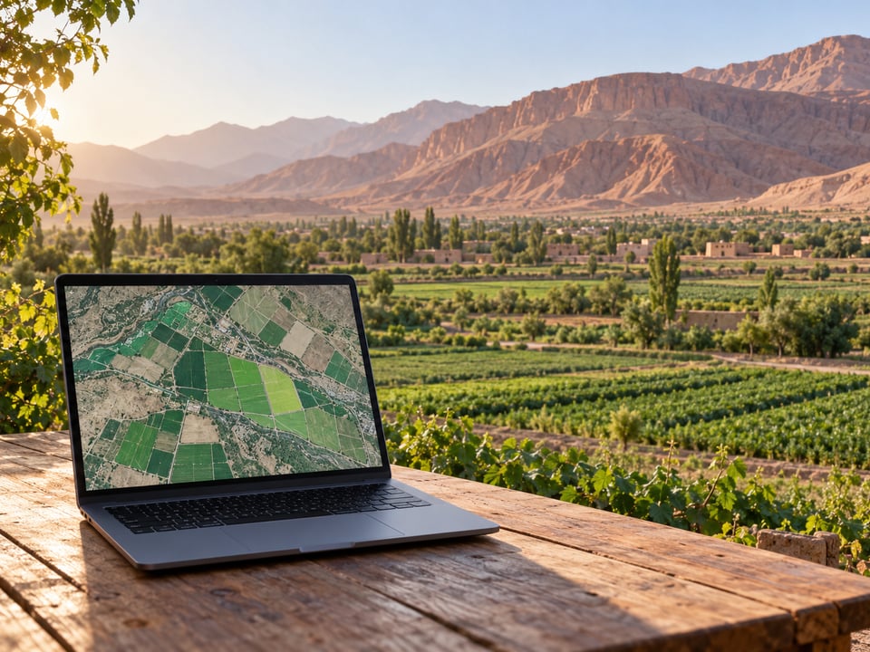 بررسی اطلاعات زمین در کنار مزرعه؛ تصویر معرفی راهنما